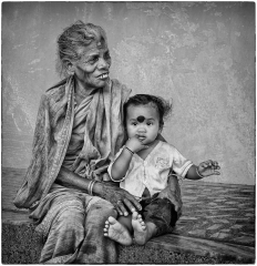 femme à l'enfant/Orissa Indes - michel bailly